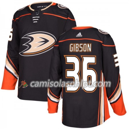 Camisola Anaheim Ducks John Gibson 36 Adidas 2017-2018 Preto Authentic - Homem